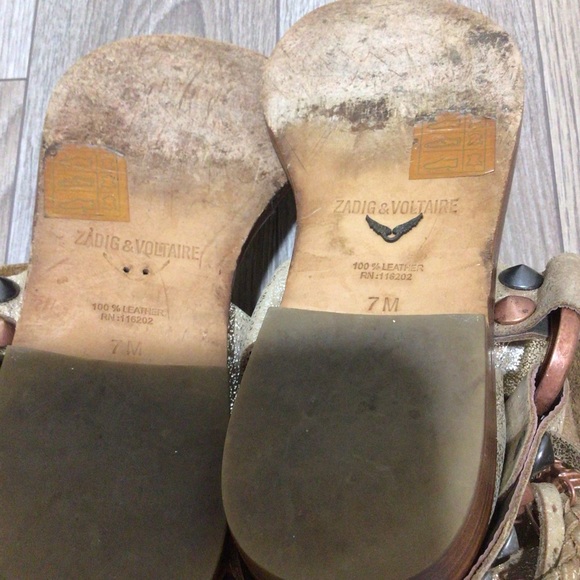 Zadig & Voltaire Gold Rhinestone skull gladiator Sandals 7 - Picture 8 of 11